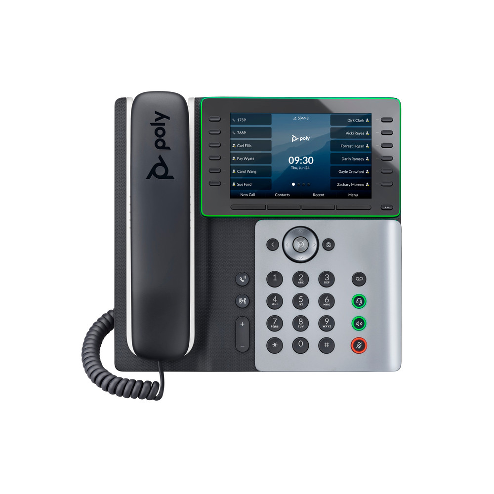 HP Poly Téléphone IP Poly Edge E550 compatible PoE, Téléphone IP, Noir, Combiné filaire, 12 lignes, IPS, 12,7 cm (5') 82M91AA