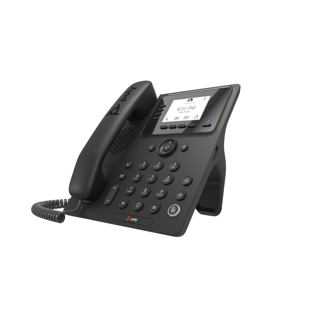 HP Poly Téléphone multimédia professionnel Poly CCX 350 pour Microsoft Teams et compatible PoE, Téléphone IP, Noir, Combiné filaire, Android 12, LCD,