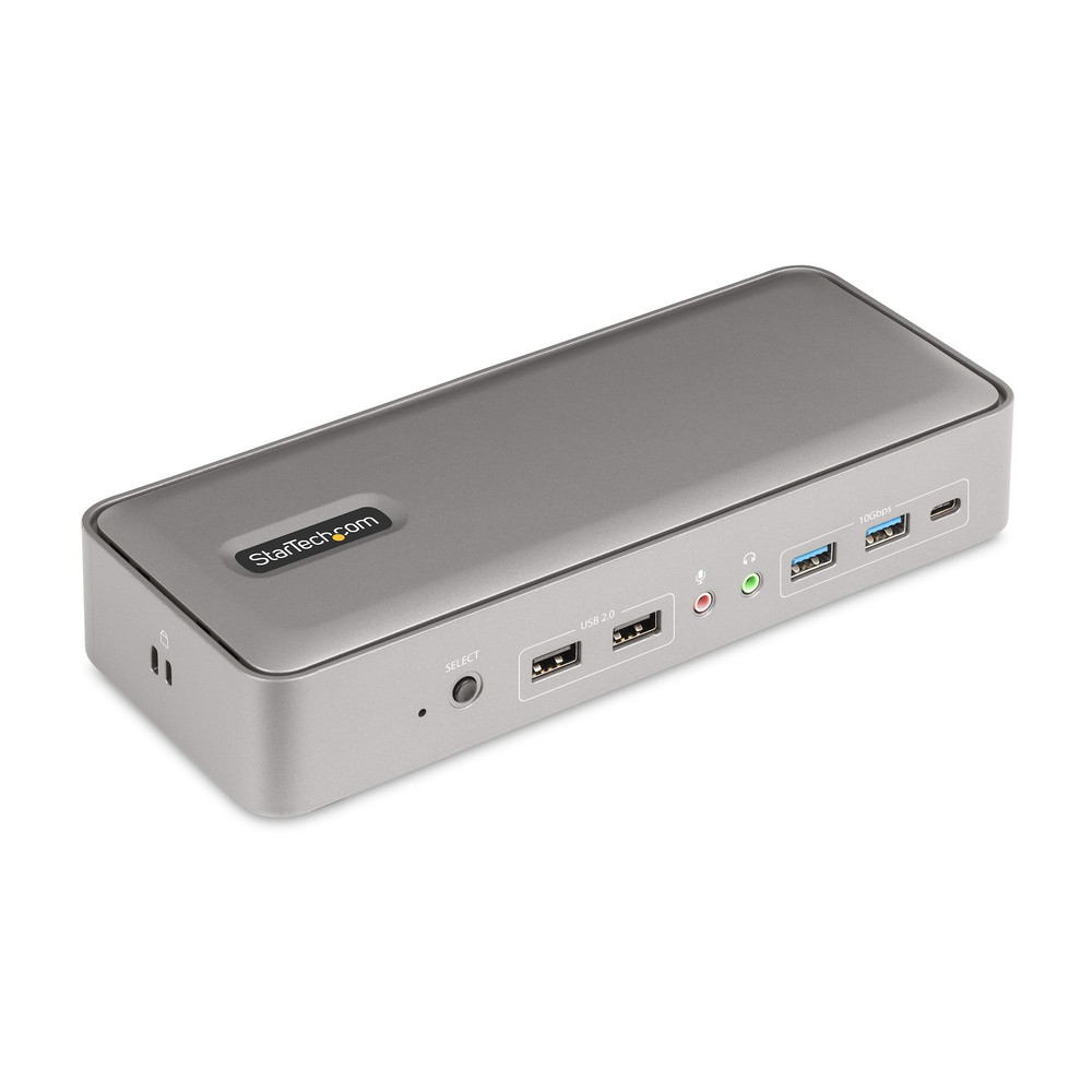 StarTech.com Docking Station KVM USB-C pour Deux PC Portables - Station d'Accueil DisplayPort 4K 60Hz pour 2 Moniteurs - Hub USB 5 Ports, GbE, Aliment