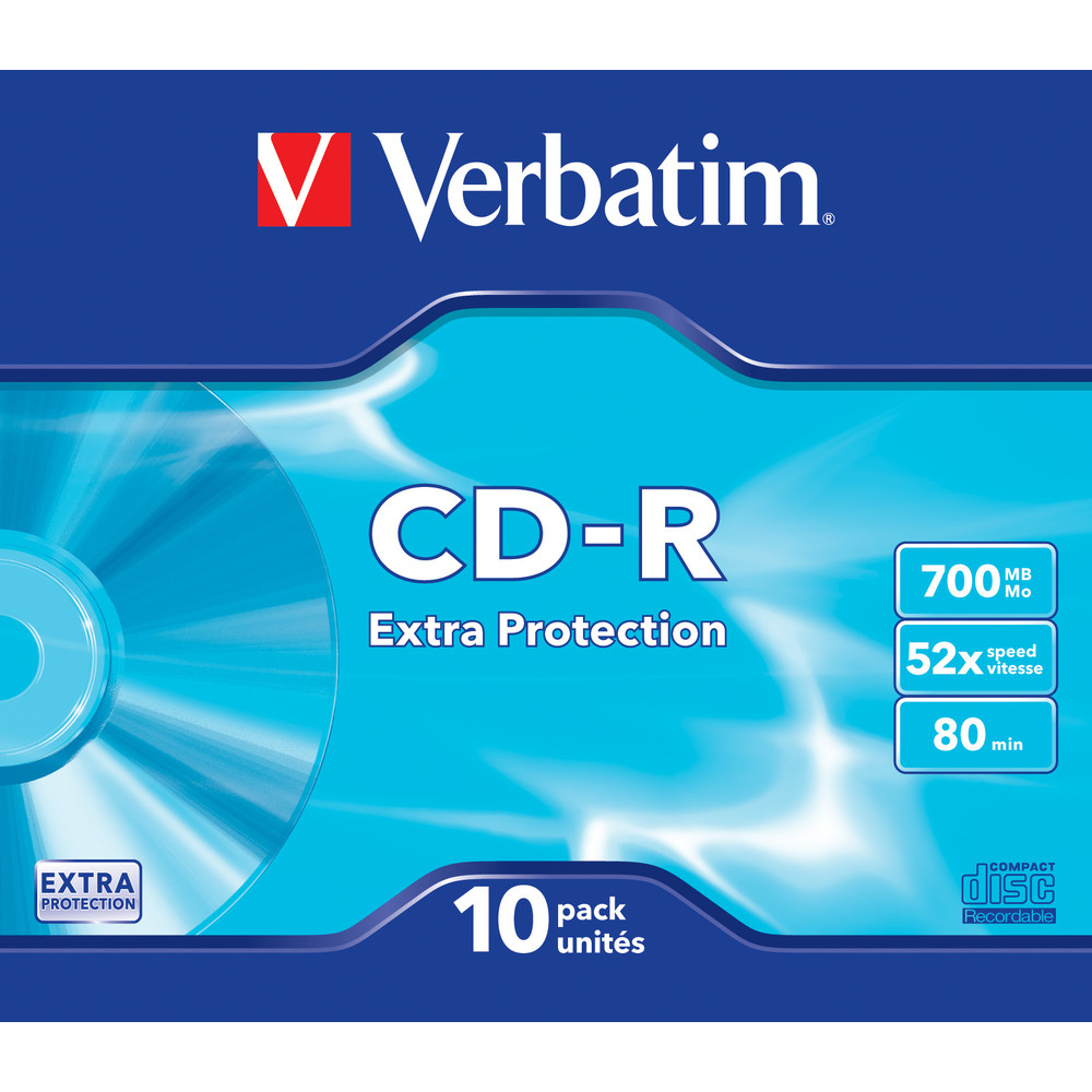 Verbatim CDR DATALIFE 48X 700 MB P SUPLSLIM Tray CART. 10 Pack EXPro - vue 3