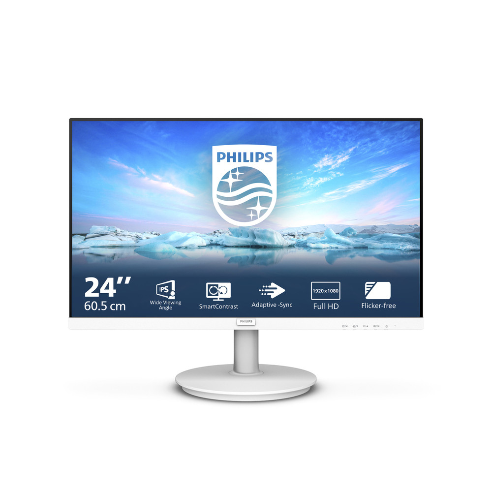 Philips V Line 241V8AW/00, 60,5 cm (23.8'), 1920 x 1080 pixels, Full HD, LCD, 4 ms, Blanc