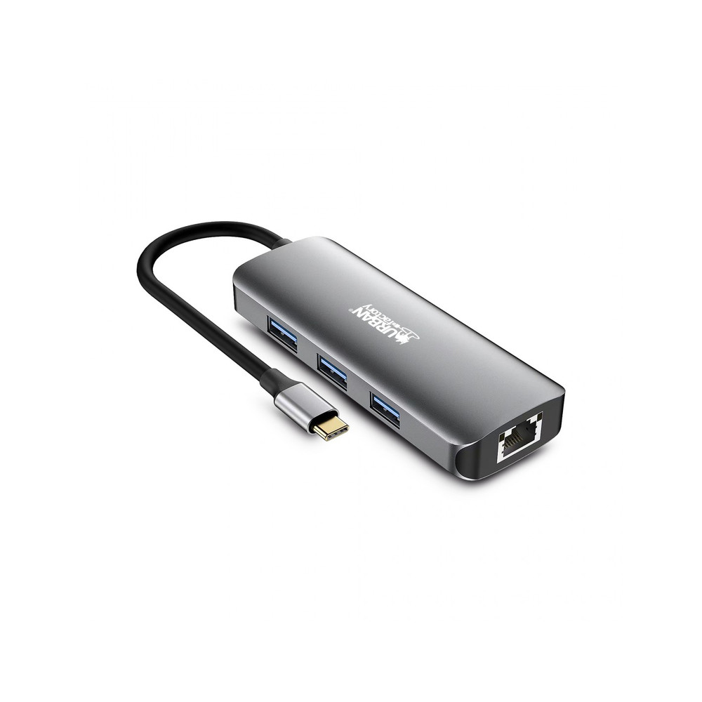 Urban Factory MHC55UF, Avec fil, USB 3.2 Gen 1 (3.1 Gen 1) Type-C, 100 W, 10,100,1000 Mbit/s, Gris, Sideral Grey