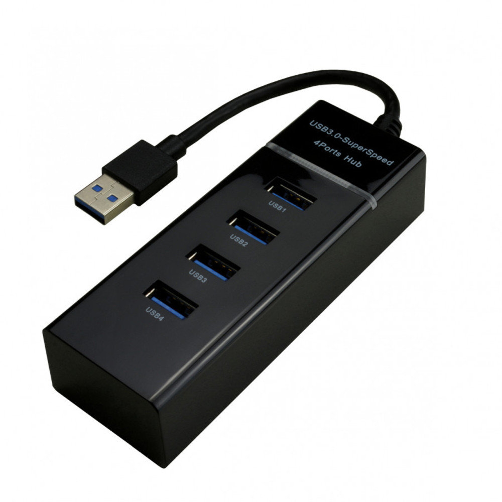 MCL 4 ports USB 3.0 hub - Black, USB 3.2 Gen 1 (3.1 Gen 1) Type-A, USB 3.2 Gen 1 (3.1 Gen 1) Type-A, 5000 Mbit/s, Noir, 0,13 m USB3-M104B/N-P