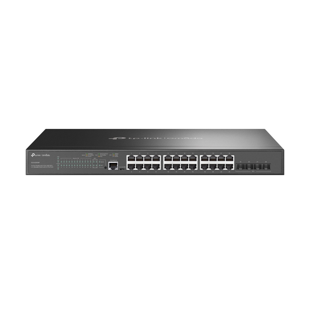 TP-Link Omada SG3428XMP, Géré, L2+, Gigabit Ethernet (10/100/1000), Connexion Ethernet, supportant l'alimentation via ce port (PoE), Grille de montage