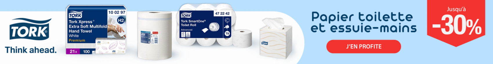 Papier toilette et essuie-mains Tork