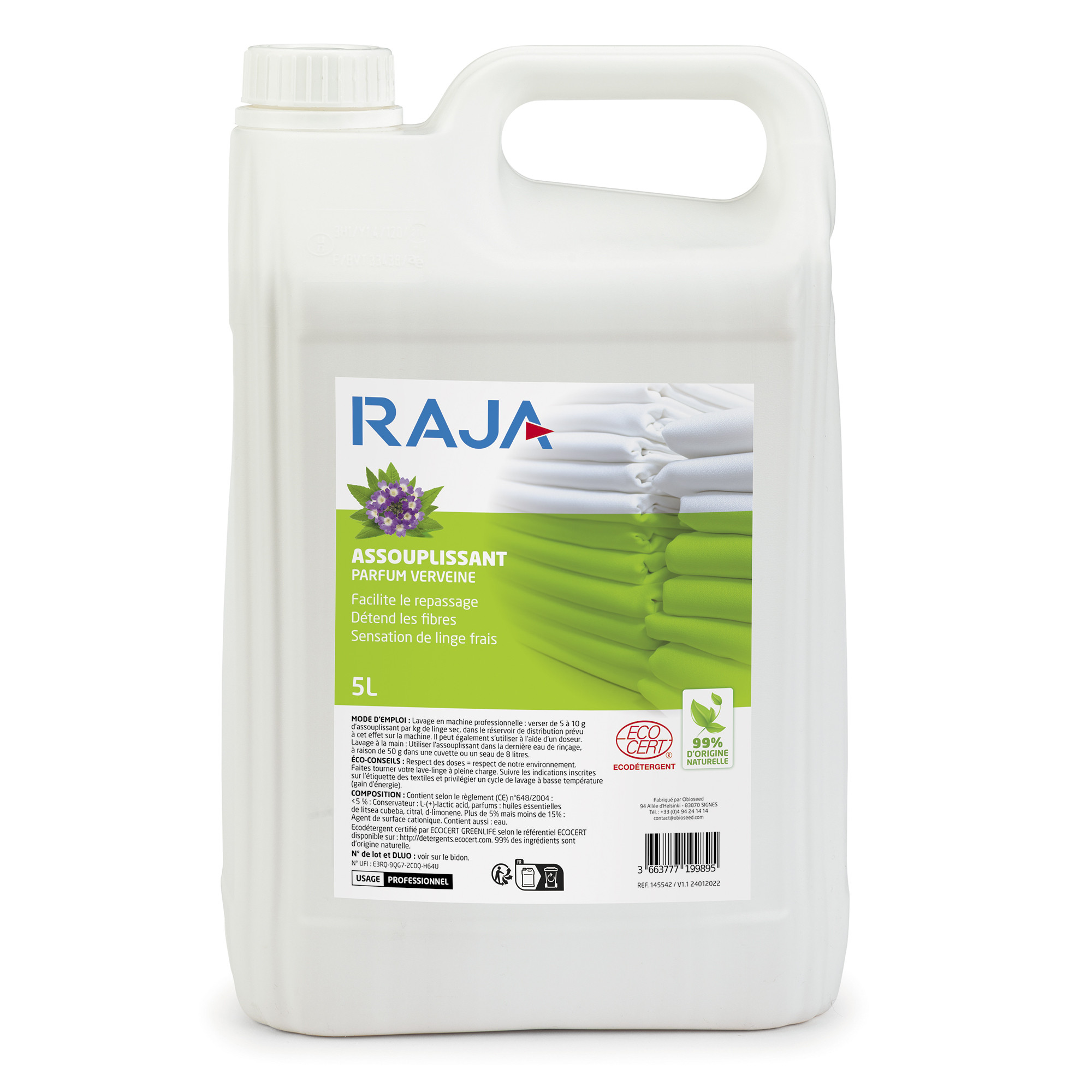 RAJA Assouplissant textile parfum verveine - Bidon 5l