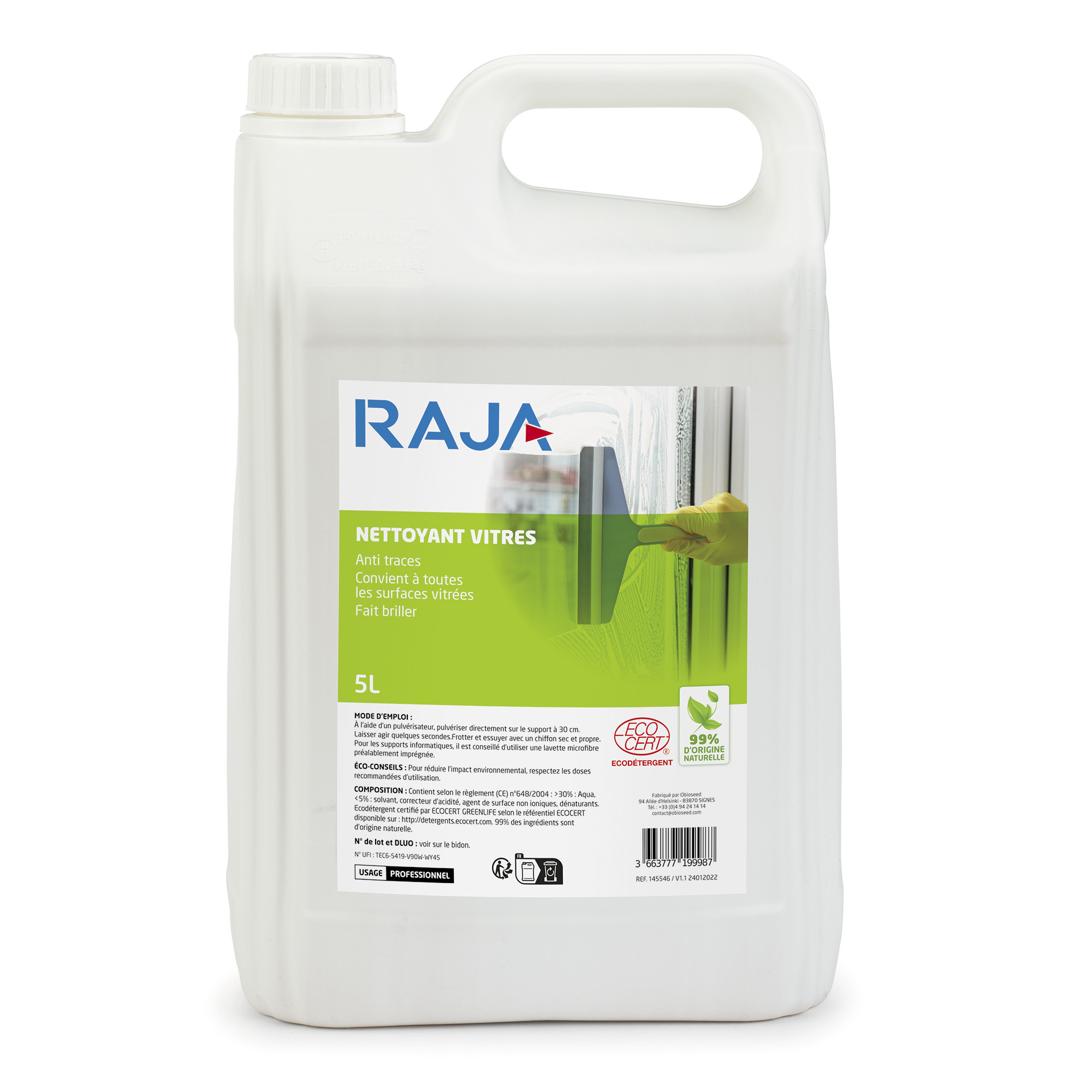 RAJA Nettoyant pour vitres écologique - Bidon 5 L