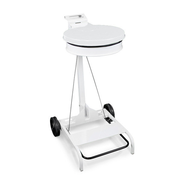 Support-sac mobile à pédale 110 L - Blanc
