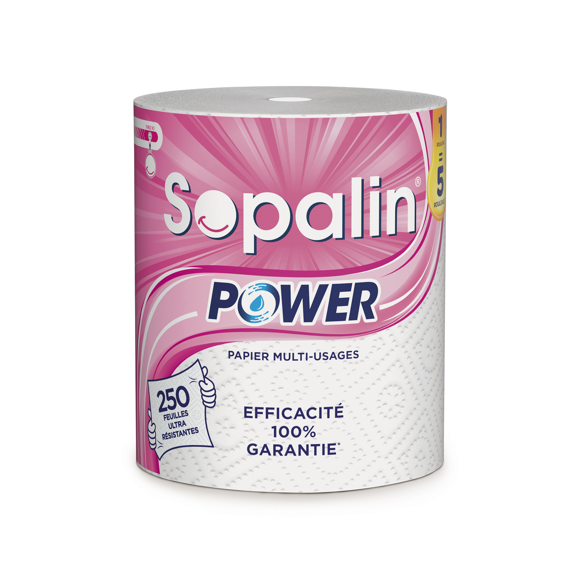 Essuie tout usages 250 Feuilles Power Sopalin Le Rouleau - vue 2