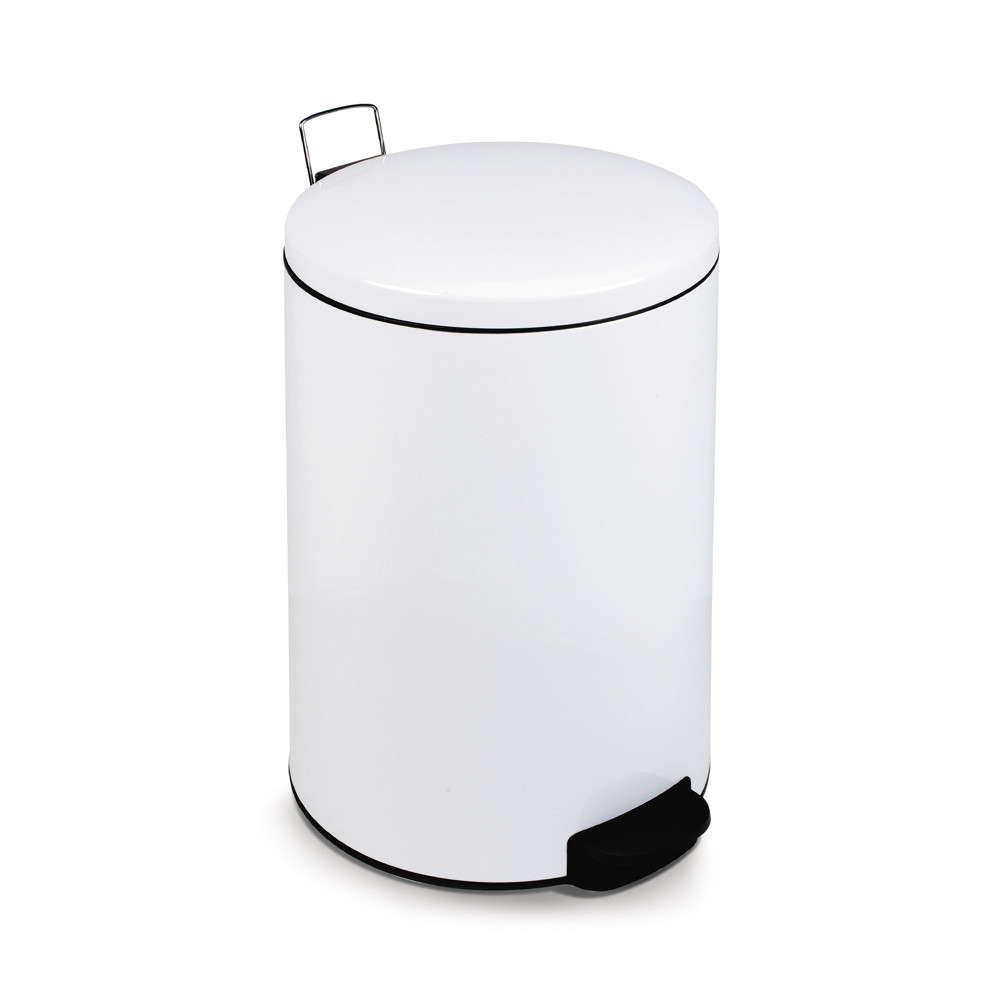 Poubelle  pdale 20 L en acier poxy - Blanc