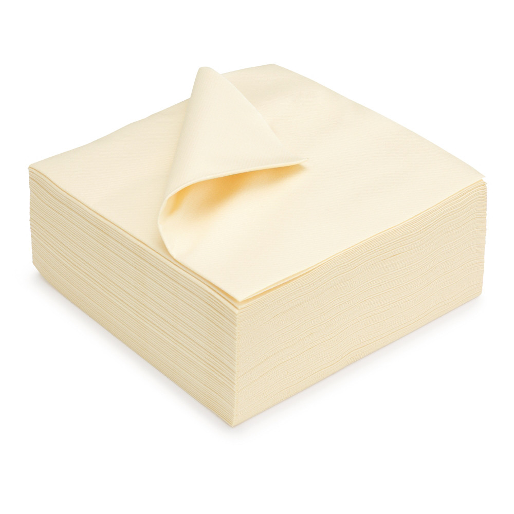 Serviettes de table jetables aspect tissu 40 x 40 cm Crme - Lot de 50