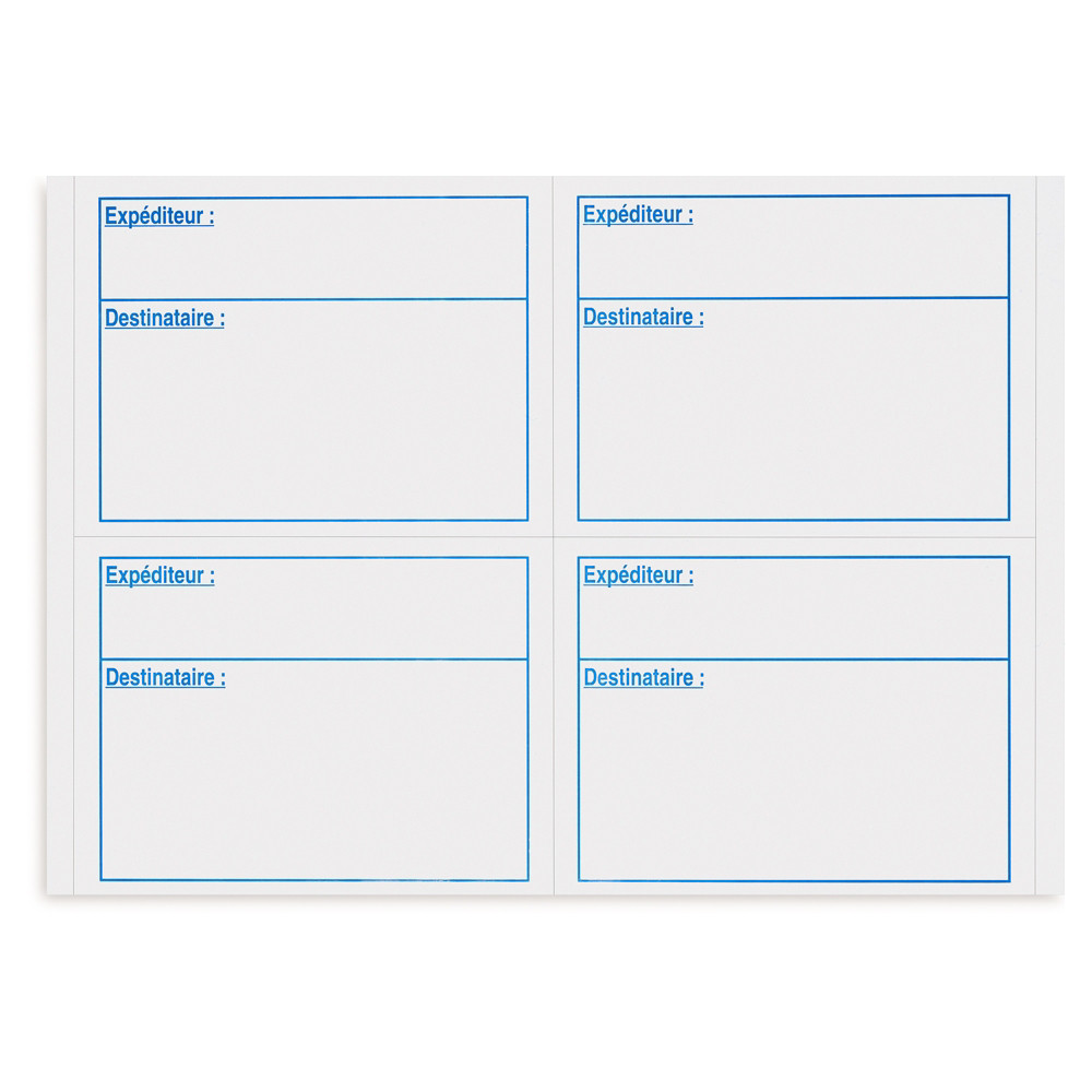 RAJA tiquettes expditeur-destinataire adhsion permanente - Coins pointus - 105 x 140 mm  Blanc