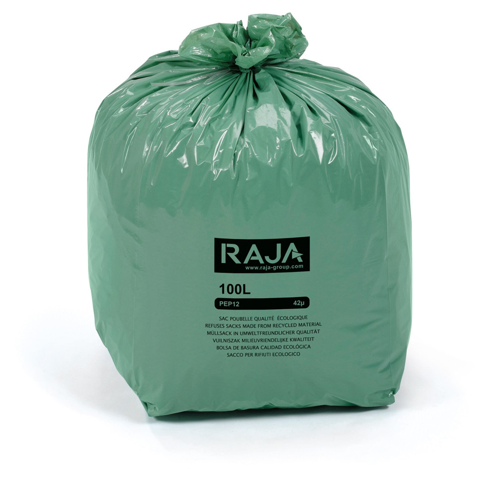 RAJA Sac poubelle 100L recycl - Vert - Lot de 200