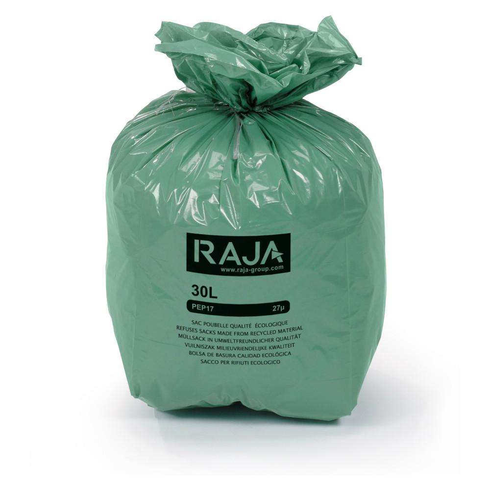 RAJA Sac poubelle 30L cologique vert 100% recycl - Lot de 500