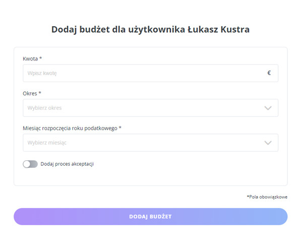 Jak mogę dodać budżet?