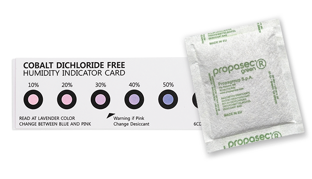 Sachets déshydratants et indicateurs d’humidité