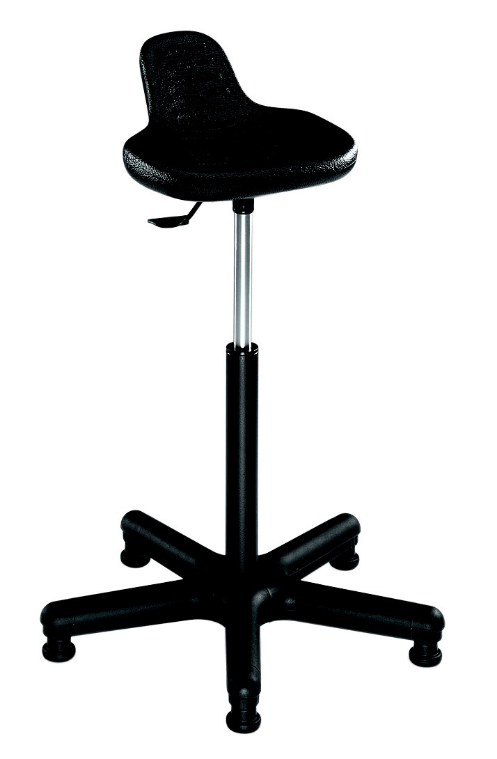 Tabouret assis-debout polyuréthane sur patins - Hauteur réglable 54 à 80 cm - Noir