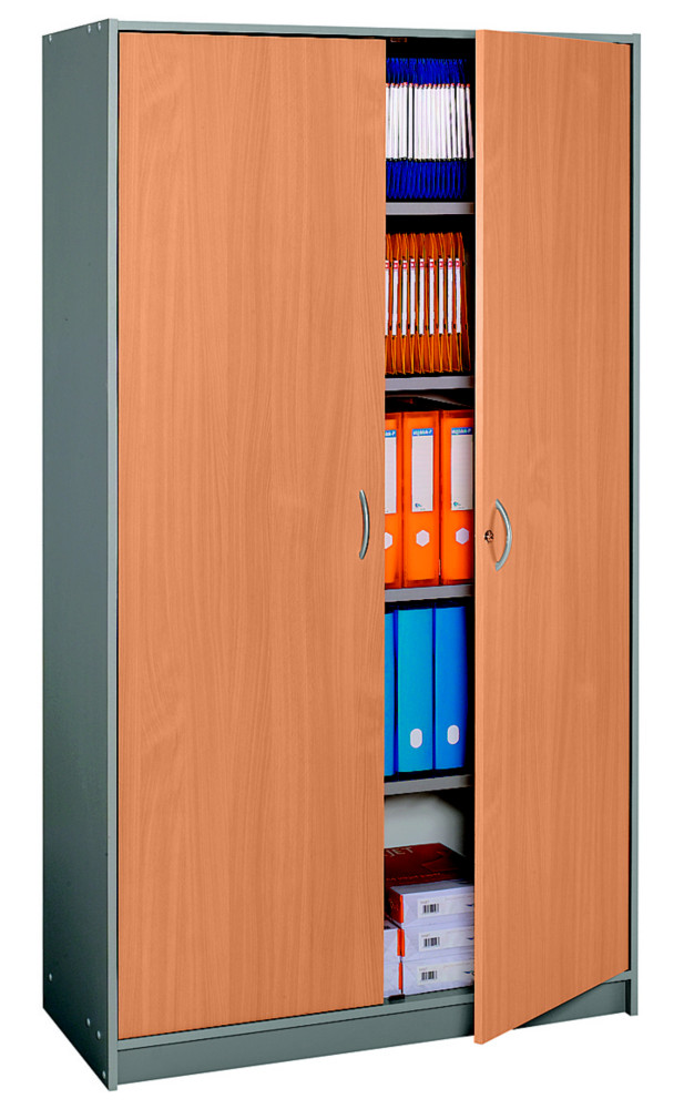Armoire  portes battantes Officio H. 185 x L. 104 cm - Corps Aluminium - Portes Htre