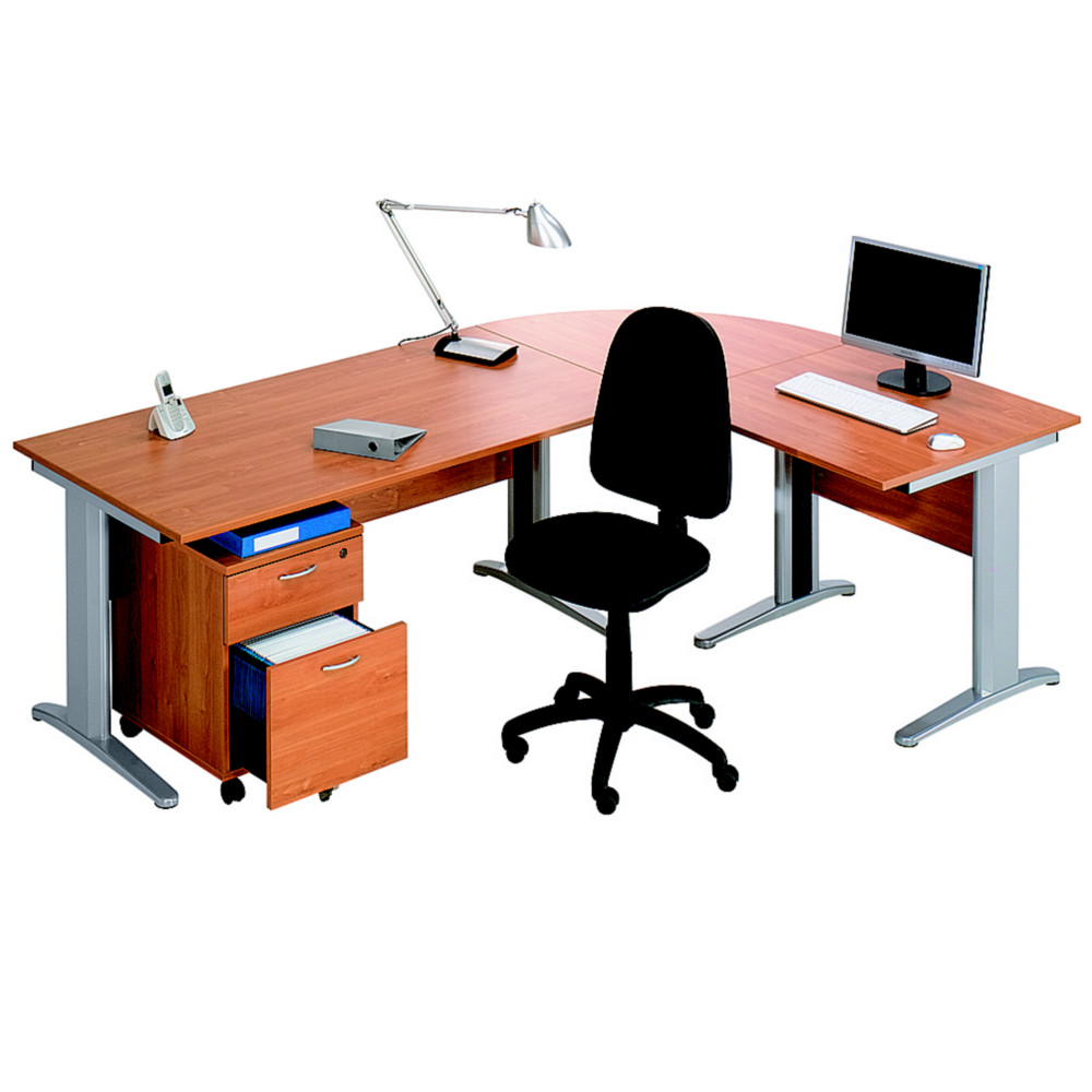 Pack Bureau complet Pronto Mtal - Plateau Aulne - Pieds L Aluminium + Caisson mobile 2 tiroirs + Sige Team haut dossier Noir