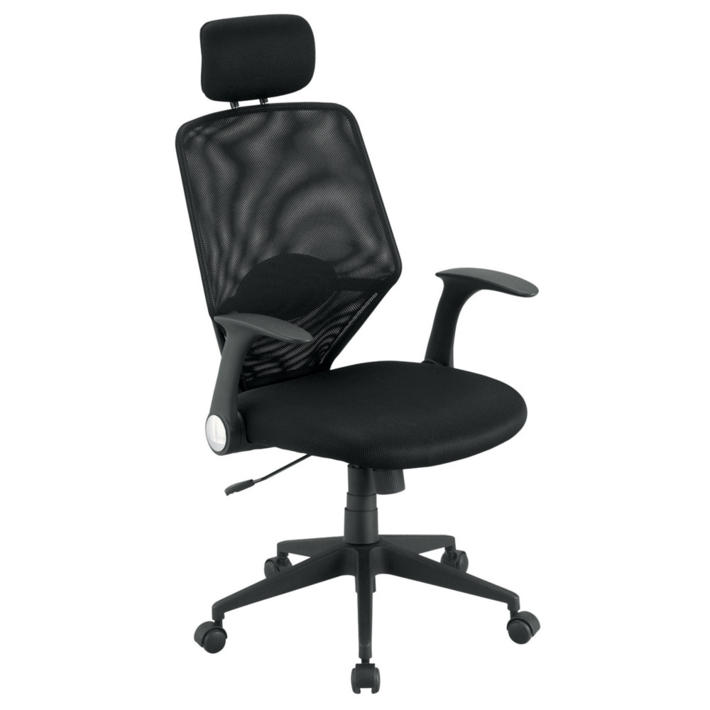Sige de bureau STARTING Maille Tissu Noir Hauteur Rglable - Accoudoirs Dossier Appuie-tte Roulette