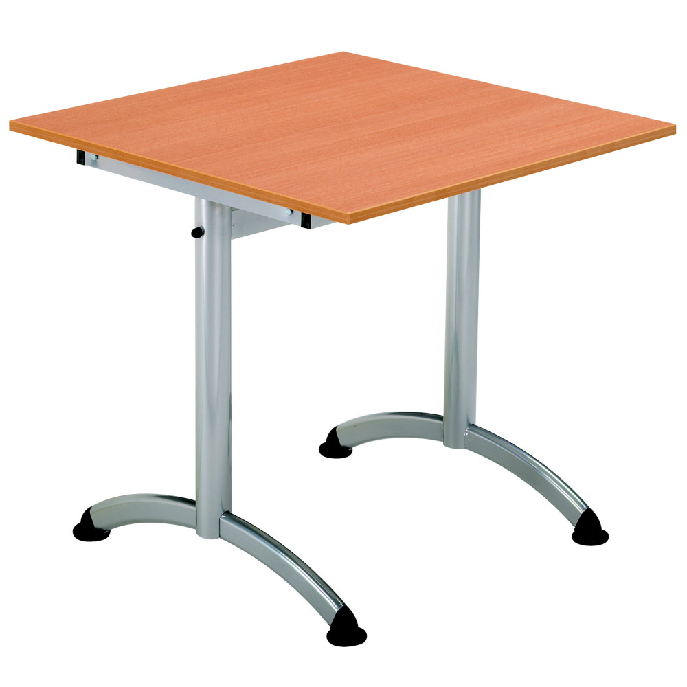 Table Cafeteria L. 120 x P. 80 cm, plateau Htre, pitement Aluminium
