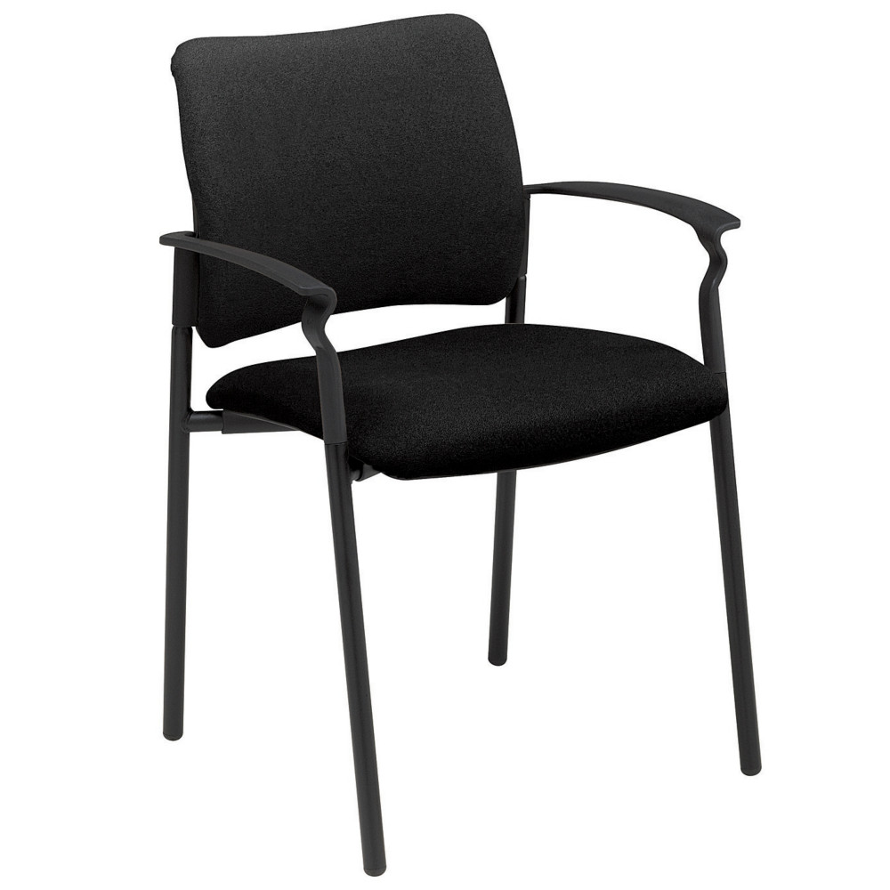 Chaise visiteur BILBAO Tissu rembourr Avec accoudoirs Noir