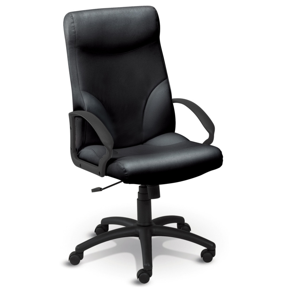 Fauteuil direction LAURAT Crote de cuir Hauteur ajustable Avec accoudoirs  roulettes Hauteur dossier 70 cm Noir