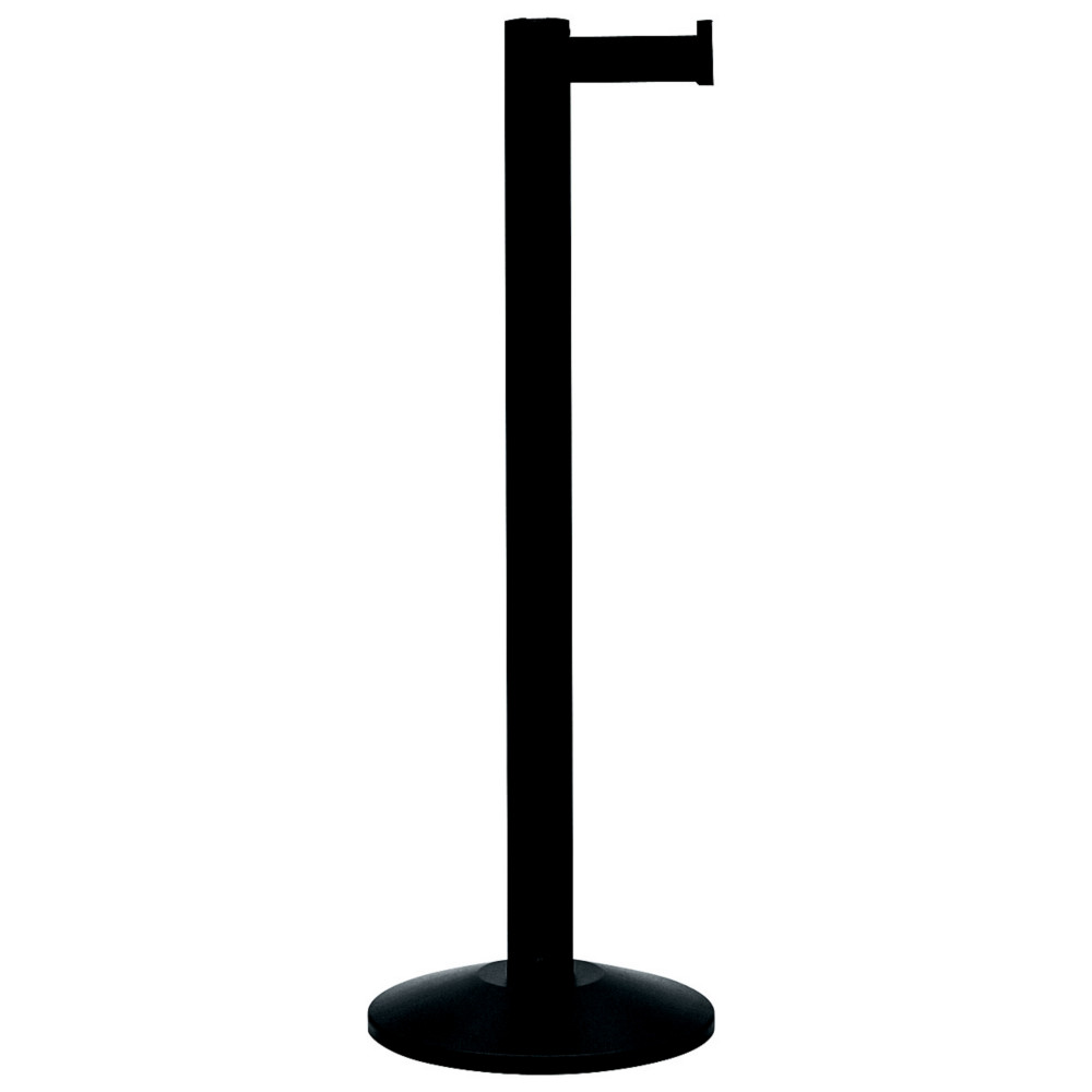 Poteau de balisage  enrouleur noir, sangle noire