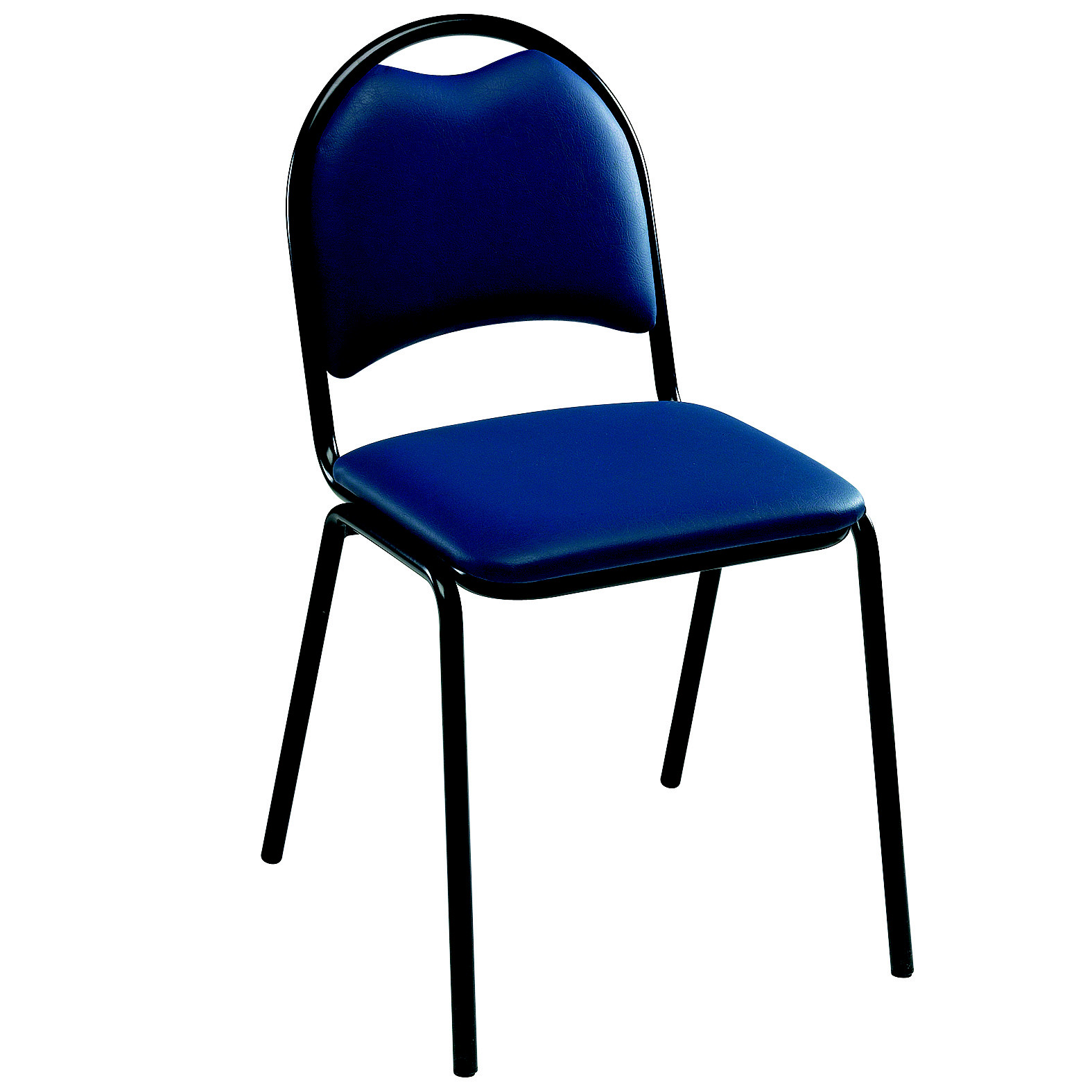 Chaise visiteur Clara - Vinyle - Bleu- Pieds métal Noir