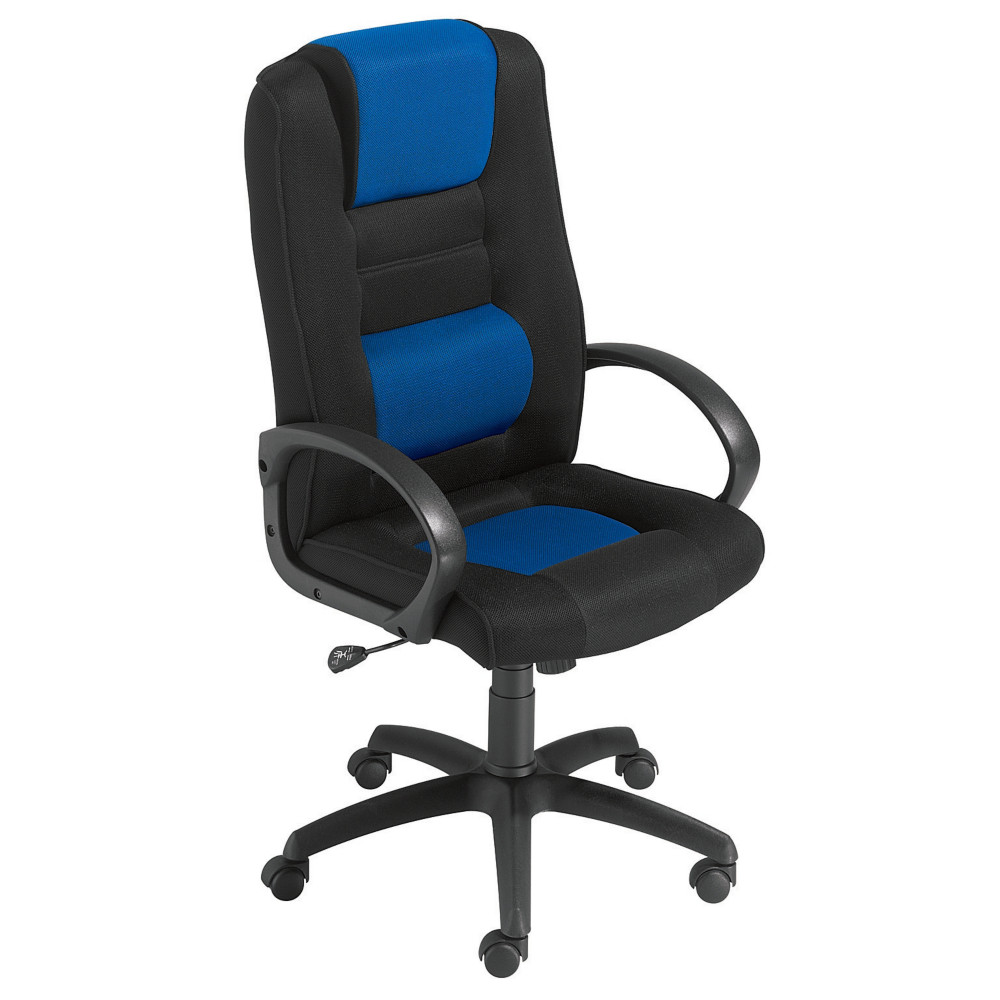 Fauteuil direction Capital Confort Tissu Noir et Bleu Hauteur rglable - Accoudoirs Dossier Roulettes