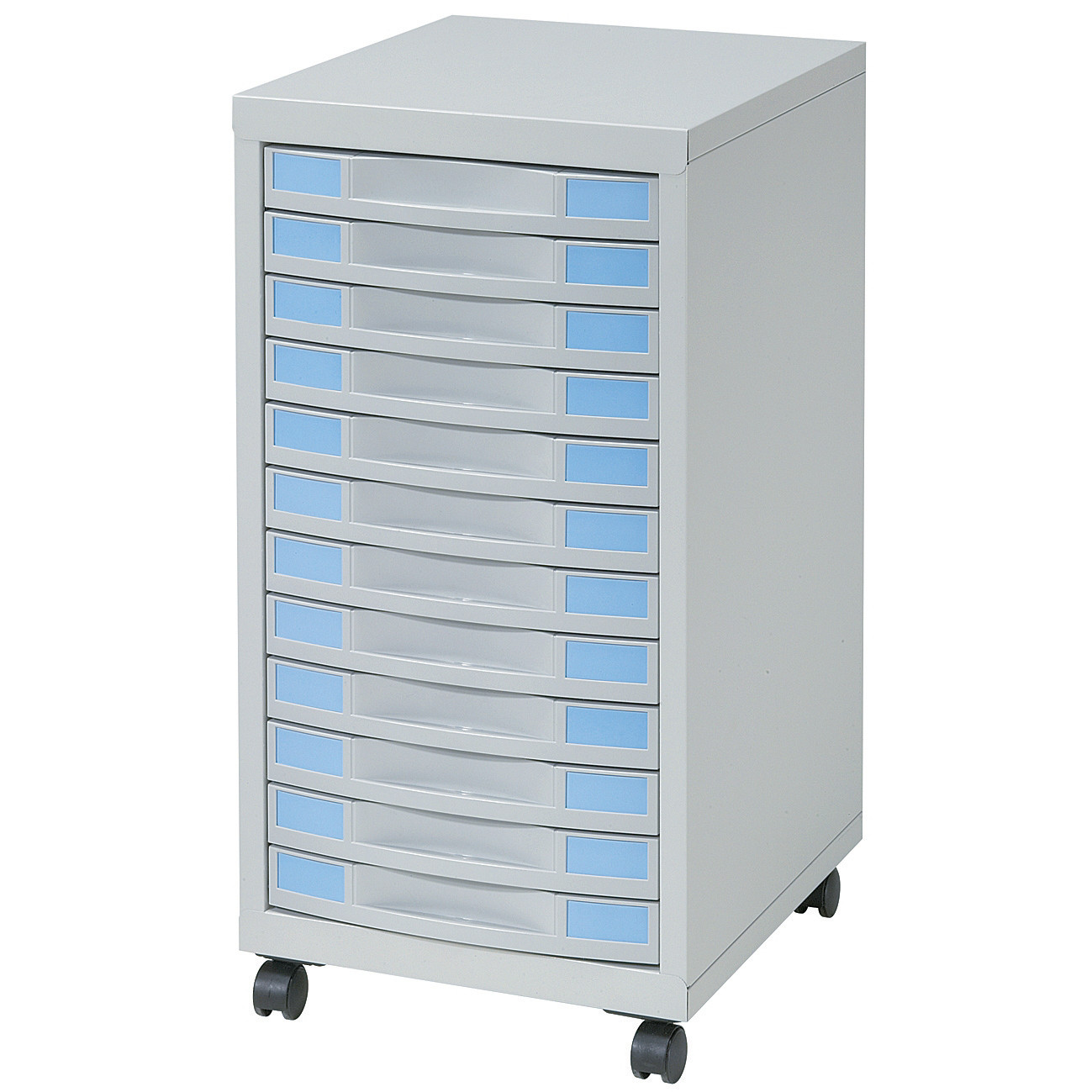 Desserte Discretis 12 tiroirs - Métal - Corps Gris - Tiroirs Gris