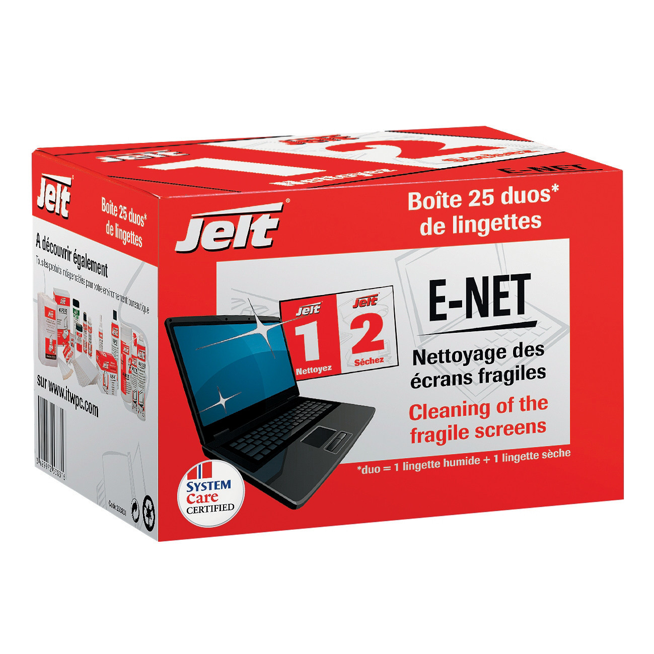 Jelt E-net Lingette pour écrans plats - Boîte de 25