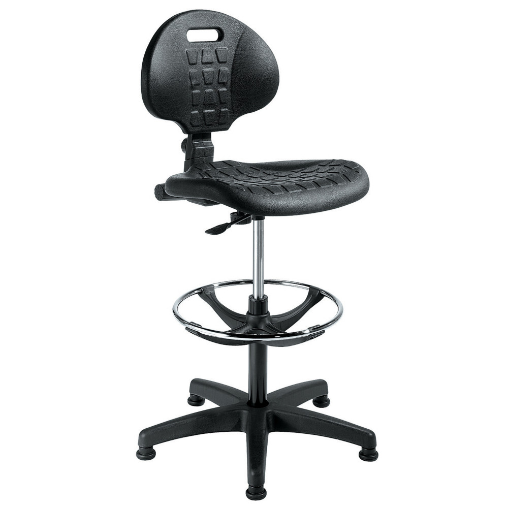 Sige dessinateur Polyurthane Noir Hauteur Rglable - Dossier Repose-pied