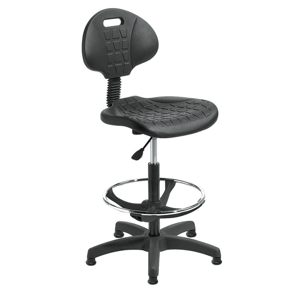 Sige de dessinateur en Polyurthane Noir Hauteur rglable  Patins Dossier Repose-Pieds chroms