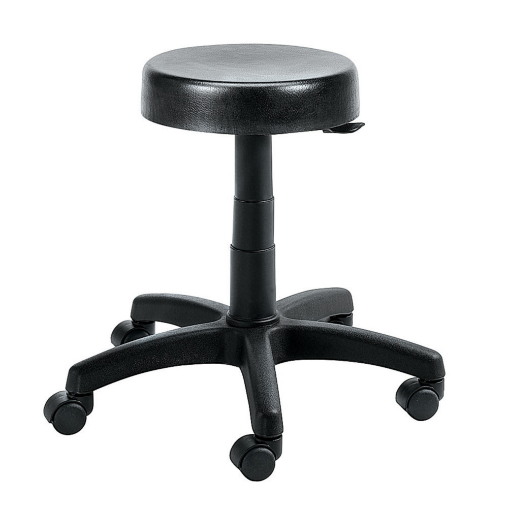 Tabouret bas Budget  roulettes  polyurthane noir rglable de 43-55 cm