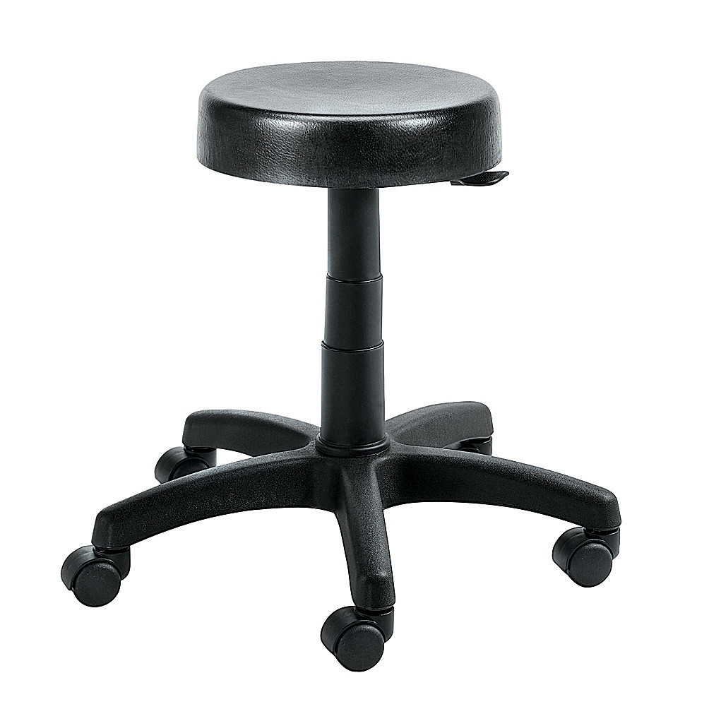 Tabouret bas Budget à roulettes polyuréthane noir réglable de 43-55 cm