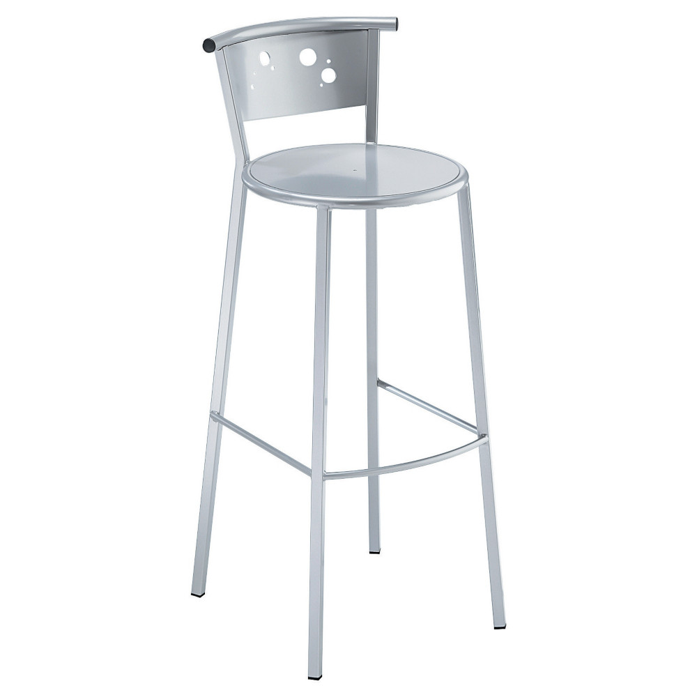 Tabouret de bar Bella Moon, aluminium, argent, 80cm de hauteur