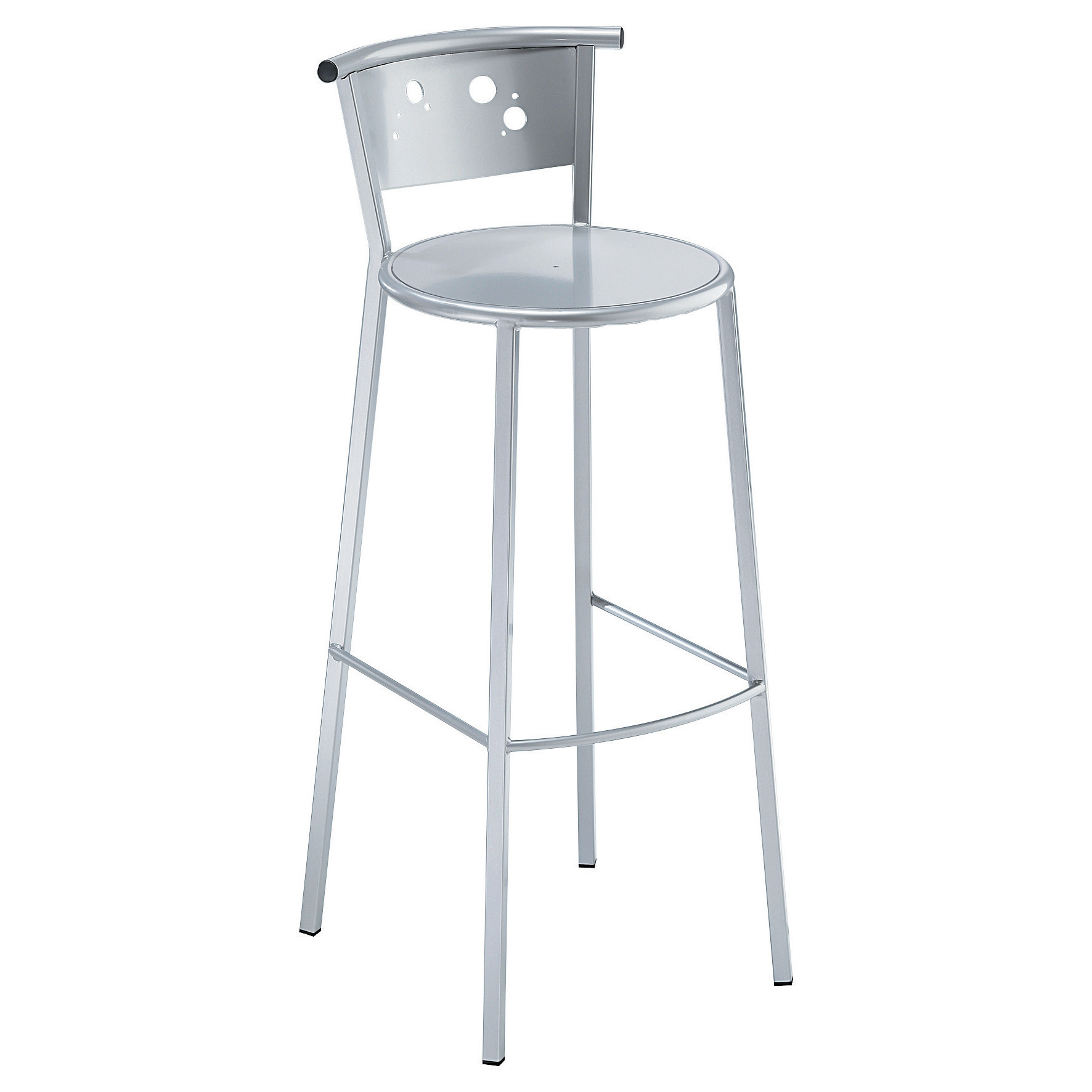 Tabouret de bar Bella Moon, aluminium, argent, 80 cm de hauteur