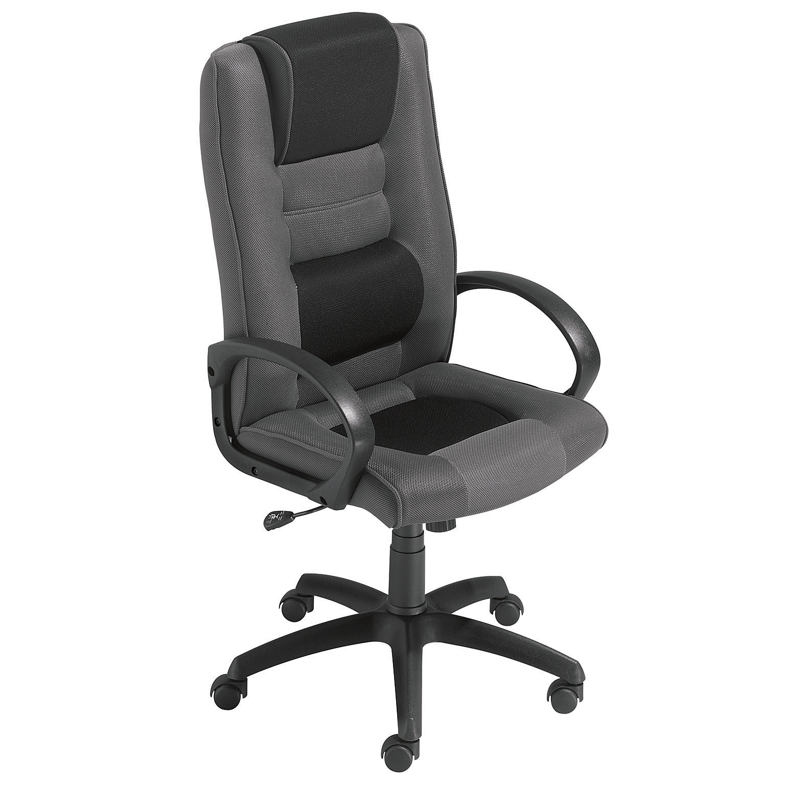 Fauteuil direction Capital Confort Tissu Hauteur réglable - Accoudoirs Dossier Roulettes - Noir et Gris