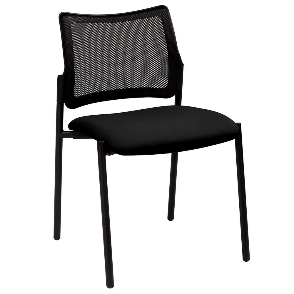 Chaise visiteur Bilbao Maille Filet & Tissu Noir  Pieds mtal