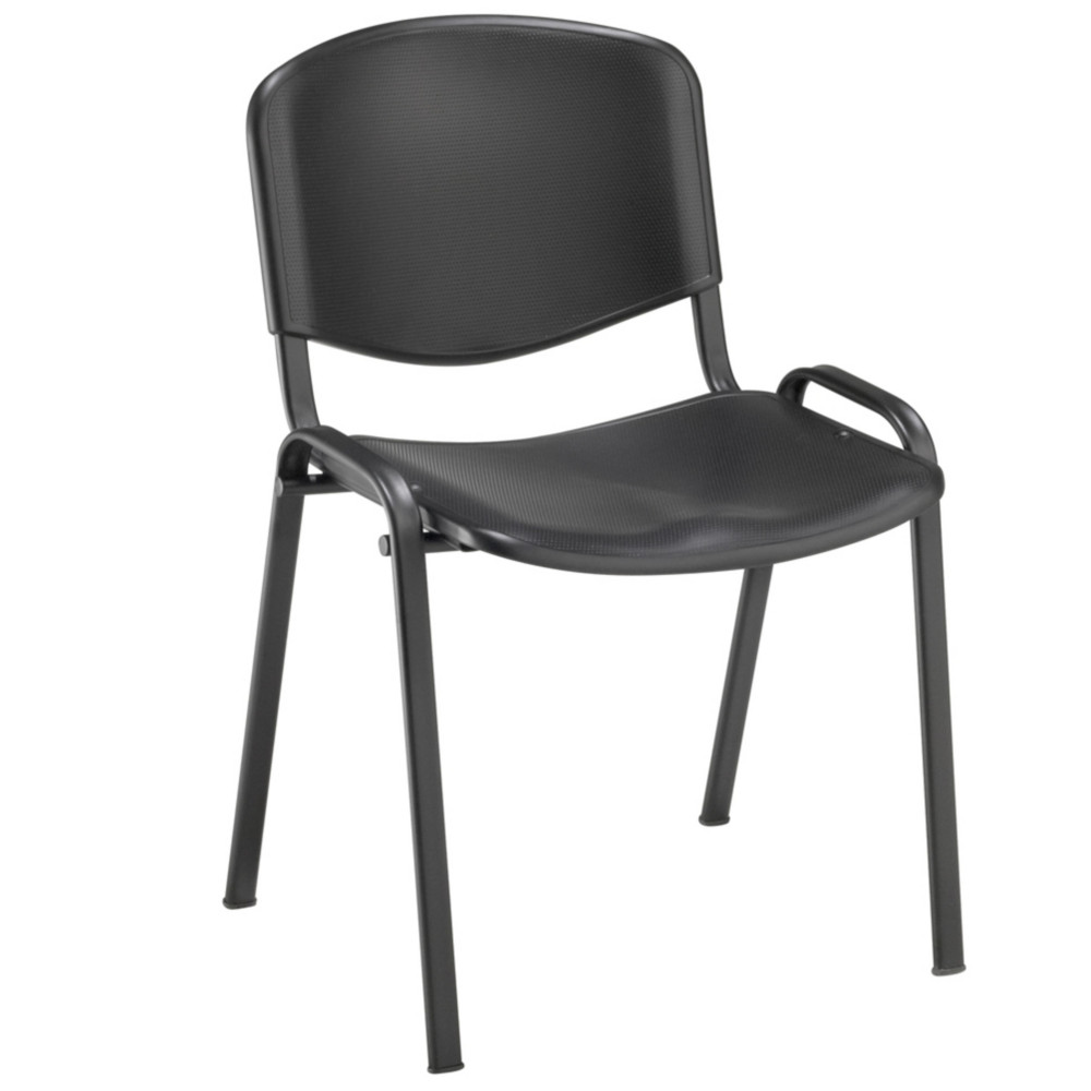 Chaise de collectivits runion First Polypropylne Noir  pieds mtal