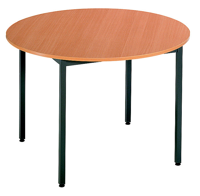 Table Budget Ronde 110 cm - Plateau Htre - pieds Gris fonc