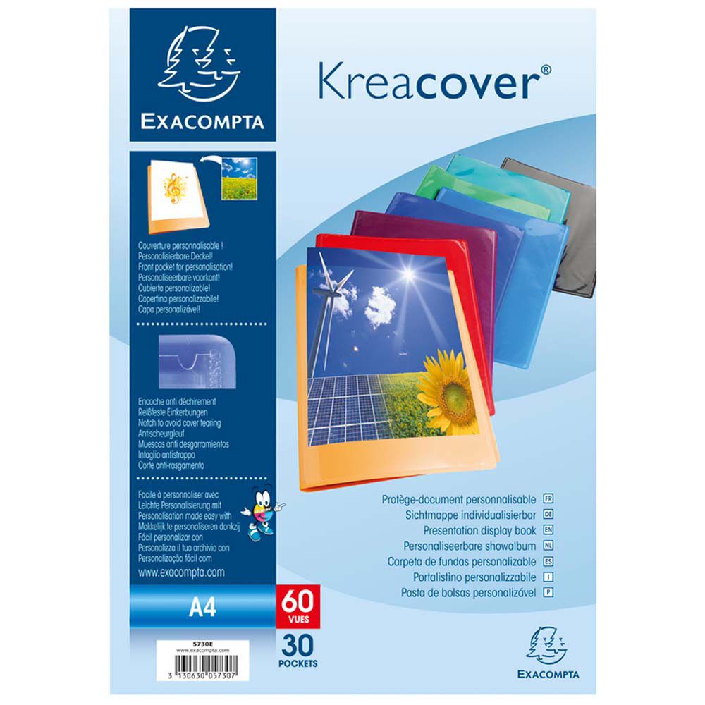 Exacompta Porte vues personnalisable Kreacover A4 - Polypropylne - 30 pochettes - 60 vues - Assortis
