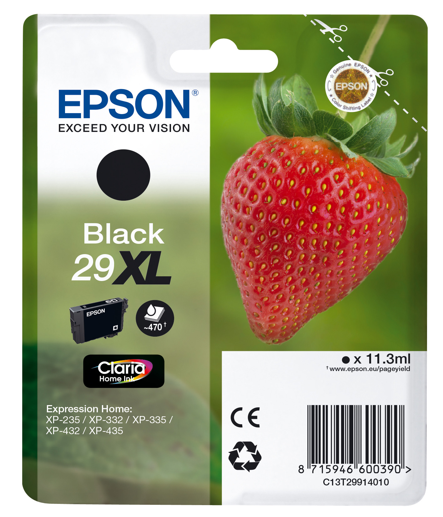 Epson 29 XL ''Fraise'' Cartouche d'encre originale grande capacité Claria Home C13T29914012 - Noir