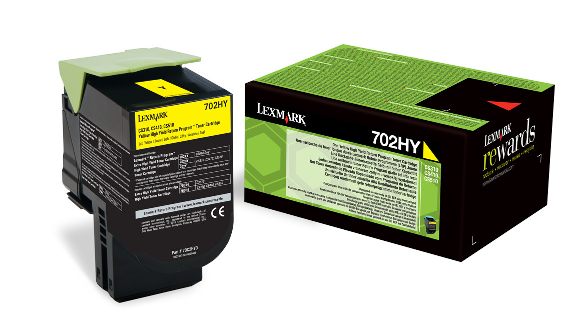 Lexmark 702HY jaune original cartouche de toner LCCP LRP - vue 2