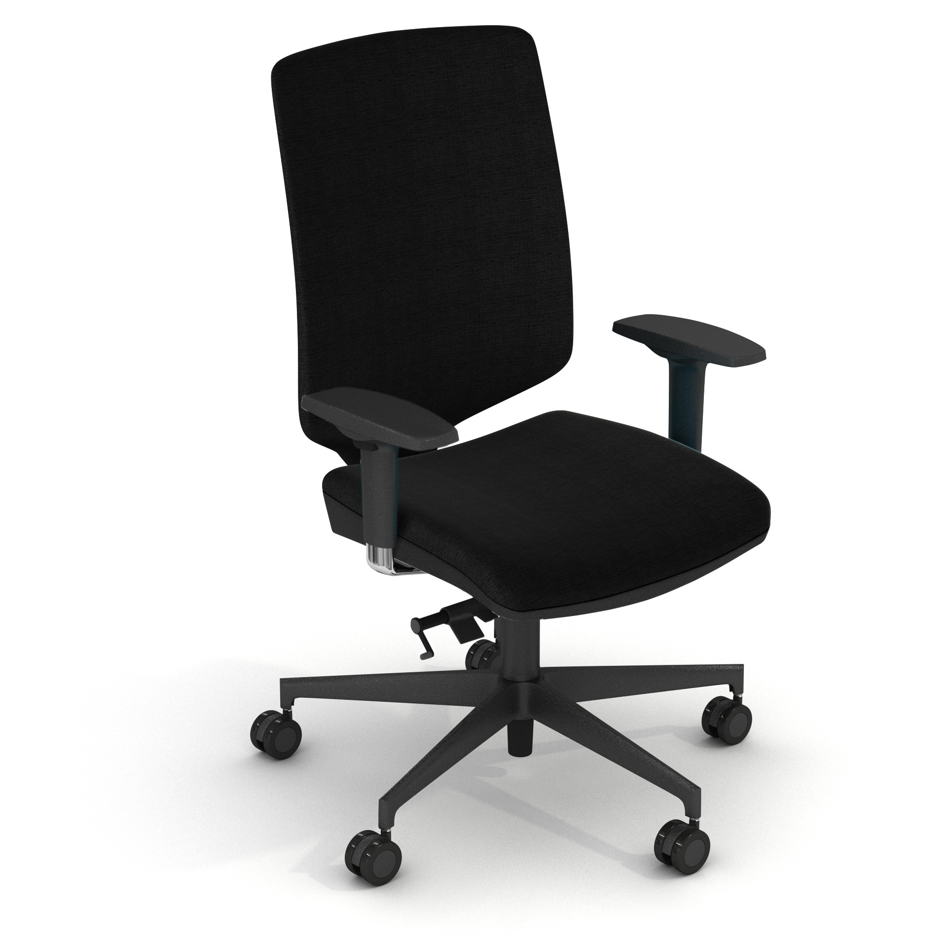 Chaise de bureau ergonomique BLOOM Tissu rembourré - Hauteur ajustable - A roulettes - noir - Piètement noir