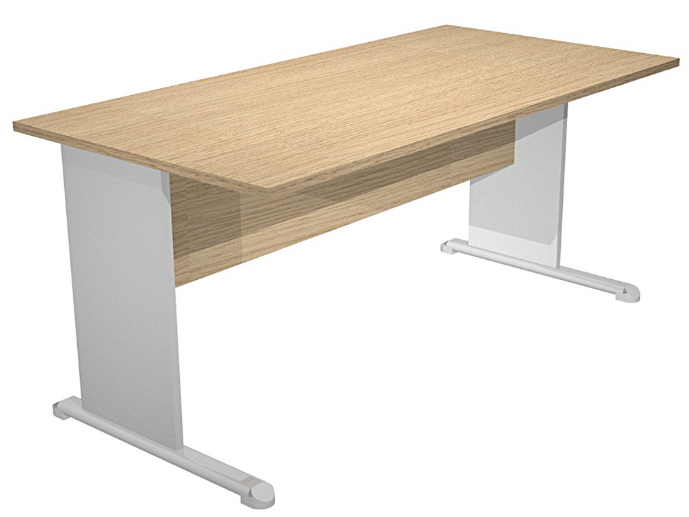 Bureau droit Pronto Bois - L.140 x P.80 cm - Plateau Chne - Pieds L Aluminium
