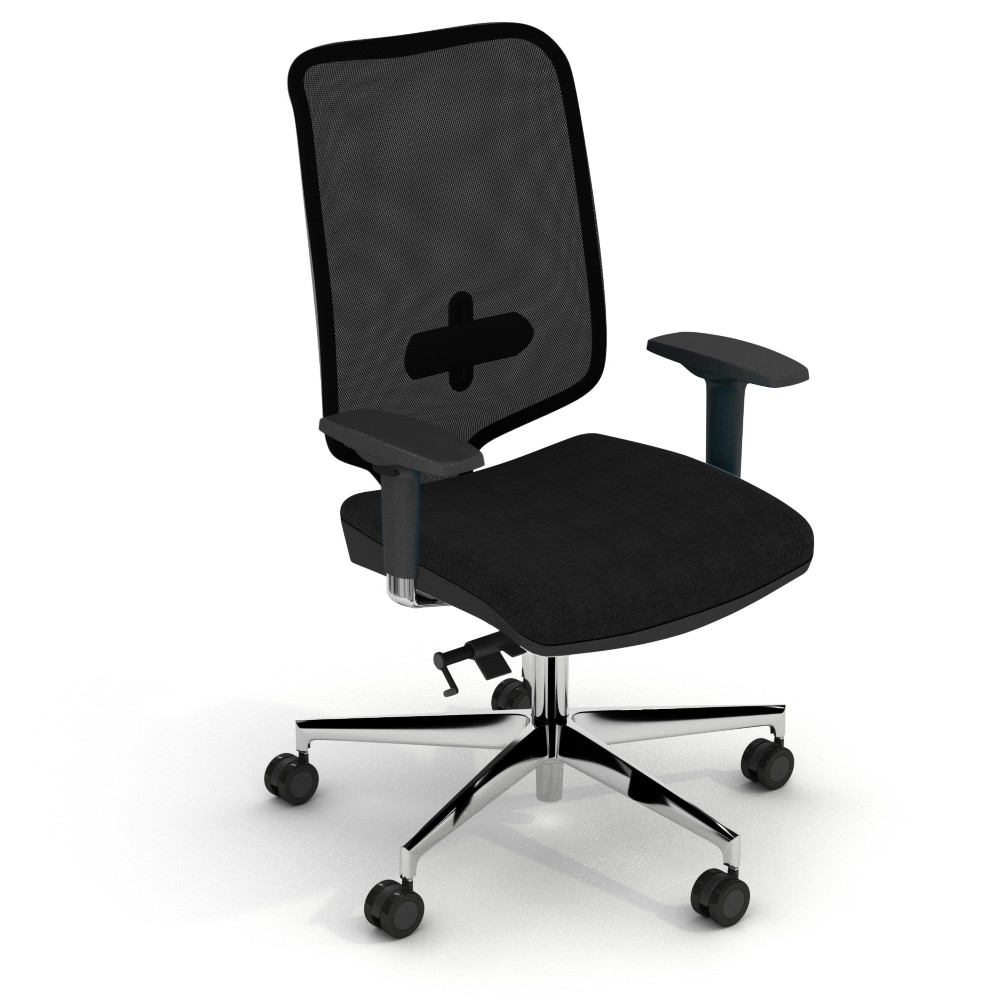Sige de bureau BLOOM Tissu polyester et Maille Noir base Aluminium Hauteur rglable - Dossier Roulettes