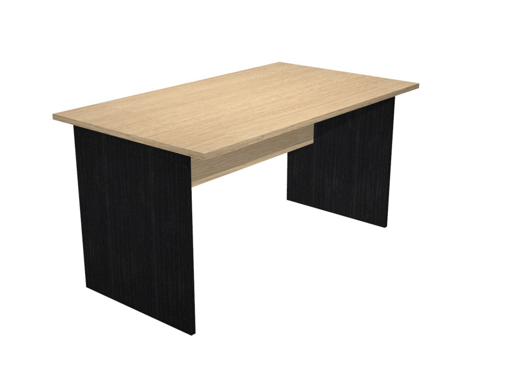 Bureau droit Pronto Bois - L.140 x P.80 cm - Plateau Chne - Pieds panneaux Noir