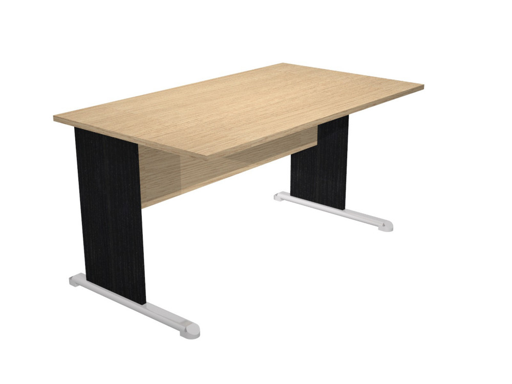 Bureau droit Pronto Bois - L.140 x P.80 cm - Plateau Chne - Pieds L Noir